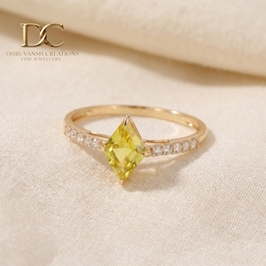 Luxury Fashionable 14KT Solid <b>Gold</b> <b>Ring</b> With Lab Grown Diamond and Yellow <b>Sapphire</b> Women's Wedding Fine Jewelry Manufacturer - Product Image 2