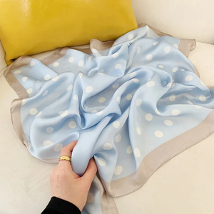 Foulard en satin de soie imprimé à pois 70*70cm pour femme, petit châle, foulard pour cheveux, foulard pour sac, accessoires de mode féminins - Product Image 2