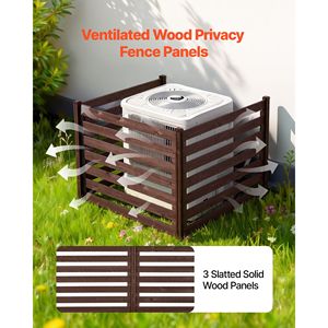 Cerca de privacidad de madera maciza para exteriores de 48 x 37 pulgadas, pantalla de 3 paneles para aire acondicionado con estacas metálicas, marco de acero y cubierta de madera para tanque - Product Image 2