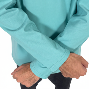 Polos transpirables de nuevo estilo con mangas largas y cuello vuelto en contraste, tela jersey larga, diseño liso, polos para hombre. - Product Image 3