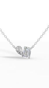 Elegant Luxury Toi Et Moi Pendant Featuring Pear Emerald Cut Lab Grown Diamonds Set in 18K White Gold for Engagement Gift - Product Image 3