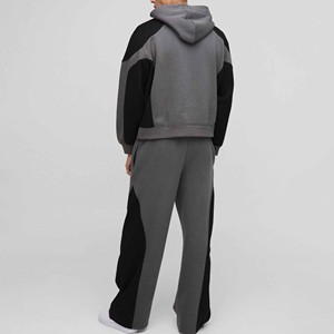 2026 New Arrival Men Fleece Tracksuit Set <b>Oversized</b> Hoodie with Panels Sweatpants 2 Piece Cotton <b>Joggers</b> Street with Custom Logo - Product Image 5