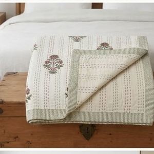 Premium Cotton Sanganer Kantha Queen Size <b>Throws</b> Hand Block Printed <b>Large</b> Width Handmade Indian Quilts Bedrooms Bedding Decor - Product Image 6