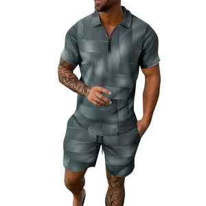 Mens Polo T Shirt and Shorts <b>Twin</b> <b>Set</b> Wholesale Breathable Two Piece Summer Casual Golf Matching Outfit <b>Set</b> Manufacturer - Product Image 1