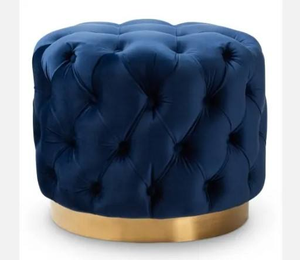 Fabric Customized Home Furniture Velvet Round <b>Collapsible</b> Pouf Small Size <b>Stool</b> Storage Ottoman Metal Rings <b>Stool</b> Velvet - Product Image 2