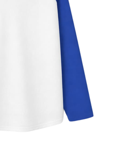 Custom Royal Blue <b>White</b> Raglan Long Sleeve T Shirt Men Cotton Casual Contrast Crew Neck Baseball <b>Tee</b> OEM Manufacturer Supplier - Product Image 6