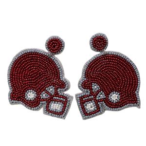 Pendientes Colgantes Hechos a Mano con Cuentas Plateadas en Forma de Flor para Mujer, Estilo Diario para Aficionadas al Deporte, Joyería para Días de Partido y Moda para Tailgating - Product Image 4
