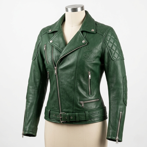 Minimalist Ladies Leather Motorcycle <b>Jacket</b> - Lightweight <b>Racing</b> Protection - Product Image 5