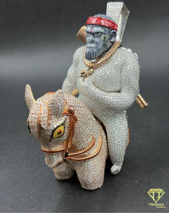 จี้รูปม้ากอริลลาพรีเมียม เงินแท้ 925 ประดับเพชร VVS ที่ได้รับการเพาะเลี้ยงในห้องปฏิบัติการ เครื่องประดับโดดเด่นสำหรับทุกเพศ - Product Image 5