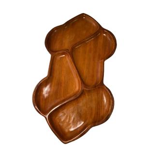 Assiette et plateau à dessert au chocolat brun bien poli et écologique, serveur de nourriture en bois pur fabriqué à la main, élégant et durable - Product Image 1