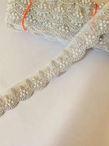 Accesorios de Ropa, Color Personalizado, Tela de Organza con Patrón Floral Ecológico, Ribete de Encaje con Borde Metálico, Poliéster Metálico - Product Image 5