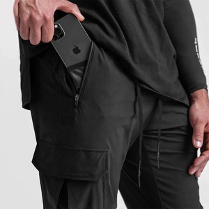 <b>Men's</b> <b>Black</b> <b>Cargo</b> Jogger <b>Pants</b> Mid Waist Straight Leg Trousers Breathable Quick Dry Casual Gym Outdoor Autumn Wear Midweight - Product Image 2