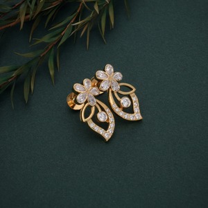 22K Solid Yellow Gold IGI Certified Lab Grown Diamond <b>Cuff</b> <b>Earrings</b> Women Bridal Indian Fine Jewelry - Product Image 1