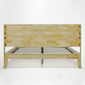 Lit plateforme en bois de caoutchouc japonais, taille Queen, tête de lit en bois sans outil avec rainures coulissantes, cadre de lit en bois OEM/ODM - Product Image 4
