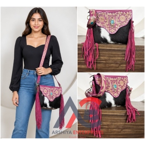 Luxury Large Capacity Women's Elegant Designer Hand <b>Tooled</b> Cow <b>Leather</b> Messenger Shoulder Bag Western Handbags Crossbody Purses - Product Image 1