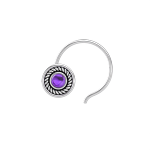 Pendiente de Nariz con Amatista Redonda en Plata de Ley 925, Estilo Indio, para Mujeres y Niñas - Product Image 3