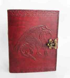 Journal en cuir avec design de dragon et serrure en métal |   Carnet d'écriture rechargeable |   Carnet vierge pour les voyages, le croquis et les cadeaux - Product Image 4