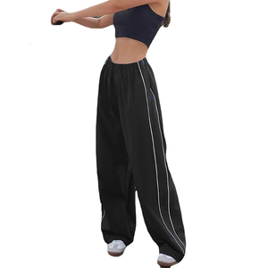 <b>Women</b> Brown Wide Leg <b>Parachute</b> <b>Pants</b> Elastic Waist Full Length Casual Solid Color Drawstring Breathable Eco-Friendly Waterproof - Product Image 2