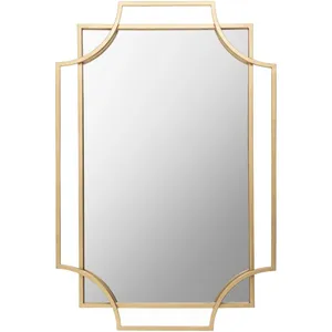 Modern Gold Plated Framed <b>Wall</b> <b>Mirror</b> Abstract Geometric Design Entryway Home Decor Single Piece - Product Image 2