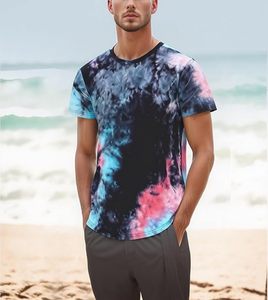 Hip Hop Tie Dyed Printed Trendy Hipster Style with Curve Hem Casual Streetwear Summer Tee 100% Cotton 180 GSM <b>Men's</b> T-Shirt - Product Image 2