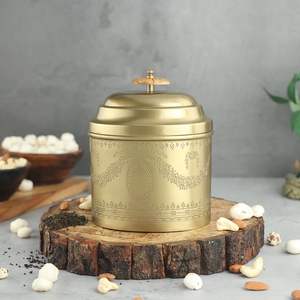 Pot de rangement rustique en cuivre fait main avec couvercle, récipient de cuisine martelé pour thé, café, sucre, épices, organisateur, décoration pour hôtel et maison - Product Image 1