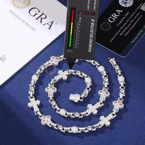 Wholesale Classic Cross Floral Moissanite Diamond <b>Necklace</b> Fine Jewelry & Custom Sterling <b>Silver</b> 925 Iced Out <b>Initial</b> <b>Necklace</b> - Product Image 3