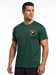 T-shirt décontracté pour homme Dumela, vert olive, manches courtes, col rond, uni, séchage rapide, respirant, anti-plis, 100 % polyester tricoté, coupe ajustée - Product Image 3