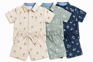 Ensemble T-shirt et short imprimés hawaïens pour enfants - Tenue d'été douce en coton 100% 2 pièces - Product Image 5