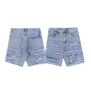 Manufacturer Custom Heavyweight High Street Blank <b>Over</b>-<b>the</b>-<b>knee</b> Wide Leg Denim Shorts for Men - Product Image 1