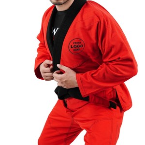 Kimono de BJJ rouge pour homme, Gi d'arts martiaux avec ceinture noire, vêtements d'arts martiaux pour femme, coupe classique, coton durable, taille adulte - Product Image 1