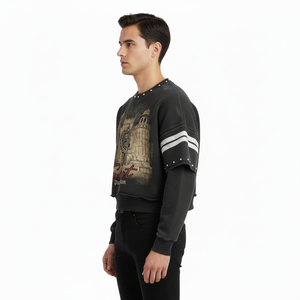 Custom <b>Men's</b> O-Neck Graphic T-<b>Shirt</b> 100% Cotton Acid Washed Cropped Boxy Fit Multi-Color Outdoor 260 Grams Fabric Weight - Product Image 1