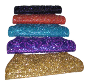 Beaded Clutch Bag Evening Party Sparkling Embellished Handbag in Blue Teal Purple <b>Red</b> Gold Colors - Product Image 6