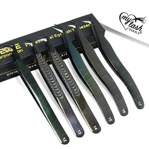Pinzas para Pestañas con Punta de Fibra y Mango Antideslizante Ondulado, Pinzas de Acero Inoxidable Japonés con Agarre de Fibra de Mega Volumen - Product Image 5