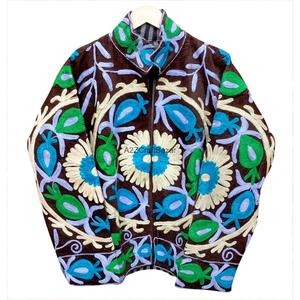 Suzani Embroidered Mandarin Collar Cotrise Fabric Eco-Friendly Quick Dry Handmade Knitted Cotton <b>Jacket</b> - Product Image 1