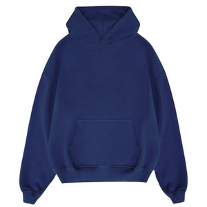 <b>Men's</b> <b>Navy</b> Blue Hoodie Solid Color Casual Pullover Hooded Sweatshirt with Front Pocket <b>Fleece</b> - Product Image 1