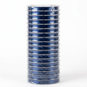 Ruban en satin bleu marine 6 mm simple face, lot de 20 rouleaux de 8 m pour toques de remise de diplôme, rubans de récompense, cérémonies scolaires, événements, bricolage - Product Image 1