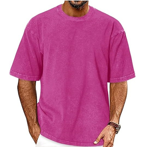 T-shirt unisexe vintage délavé d'été 100 % coton léger avec impression sérigraphique personnalisée, manches courtes, coupe oversize, motif uni sur le devant - Product Image 5