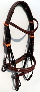 Brida de caballo inglés de cuero Premium Acolchado de cuero suave fresado de vaca con hebillas de acero inoxidable para montar - Product Image 2