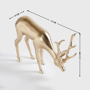 Sculpture Moderne en Laiton Doré de Cerf au Galop - Ornement Festif de Noël en Forme de Cerf à Tête Abaissée pour Décoration de Maison de Luxe pour les Fêtes - Product Image 4