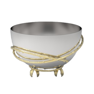 Bol de service en acier inoxydable de ml, avec Base de tige en maille en laiton, Look moderne, nouveau Style bol de service avec Base en or - Product Image 1
