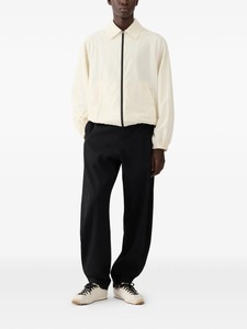 Men's Cream Color Zipper Closure Windproof Casual Shirt <b>Jacket</b> Regular Fit Polyester Material Turn-down Collar Solid Pattern - Product Image 2
