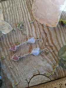 Sterling Silver Blue Lace Agate <b>Pink</b> Tourmaline Earrings Handmade Minimalist Earrings <b>Gift</b> - Product Image 5