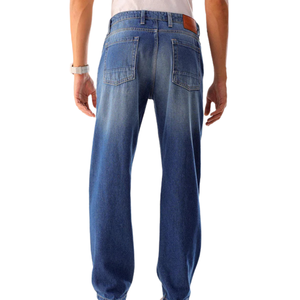 Jeans en denim pour homme, coupe droite, lavage moyen, coton de poids moyen, confort sur mesure, streetwear décontracté, hiver, automne, impression 3D, OEM ODM - Product Image 3