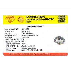 Loose 5.05 Carat Sky Blue Aquamarine Gemstone-Oval Emerald & Faceted Cut for Fine Jewelry - Product Image 4