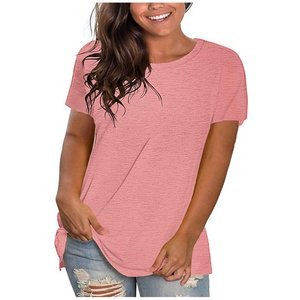 T-shirts pour femmes, couleur unie, personnalisés, brodés, respirants, à séchage rapide, manches courtes, col rond, été - Product Image 3