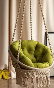 Fauteuil suspendu en macramé, chaise hamac d'intérieur, chaise suspendue en macramé, balançoire d'intérieur, chaise hamac balançoire pour chambre à coucher - Product Image 2