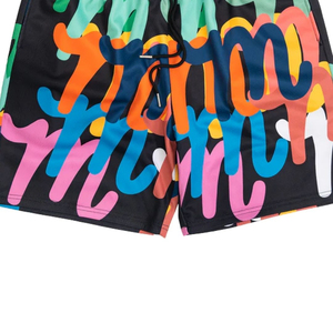 Pantalones Cortos Deportivos Personalizados con Estampado Multicolor, Estilo Drip Art, de Poliéster, para Hombre, Ropa Deportiva para Gimnasio - Product Image 5