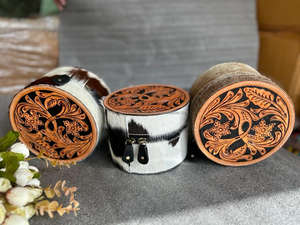 กล่องเก็บเครื่องสำอางที่มีสไตล์อุปกรณ์แฮนด์เมดกล่องหนังใส่ผมกล่องเครื่องสำอางทำมือทำจากหนังกล่องจัดระเบียบโต๊ะเครื่องแป้งในห้องน้ำ - Product Image 3