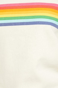 Sudadera de Mujer con Cuello Redondo Color Crema, Estampado de Rayas Arcoíris, Corte Regular, Tejido de Algodón, para Otoño - Product Image 6