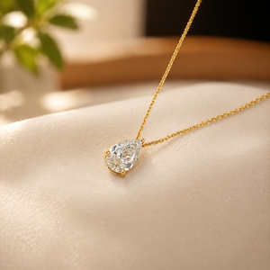 18K Gold Plated Pear Cut Moissanite Pendant <b>Necklace</b> Women's Classic Chain Jewelry for Wedding Everyday Wearing - Product Image 5